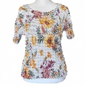 Y2K Popcorn / Bubble Top – Sunflower Print 🌻